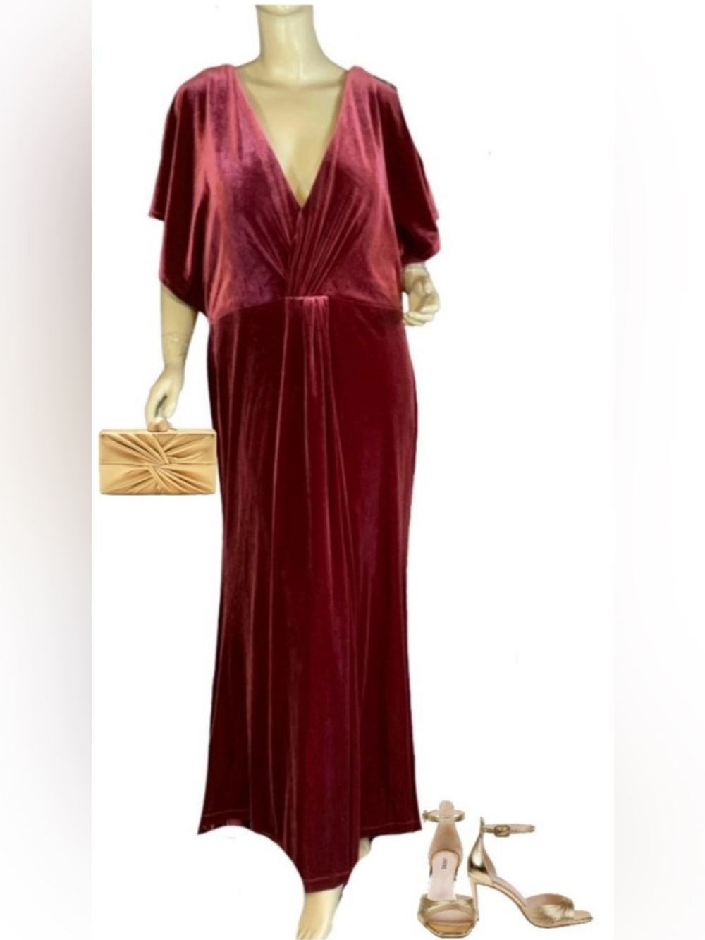 REVELRY BURGUNDY VELVET "GWEN" MAXI LENGTH FORMAL DRESS (22)